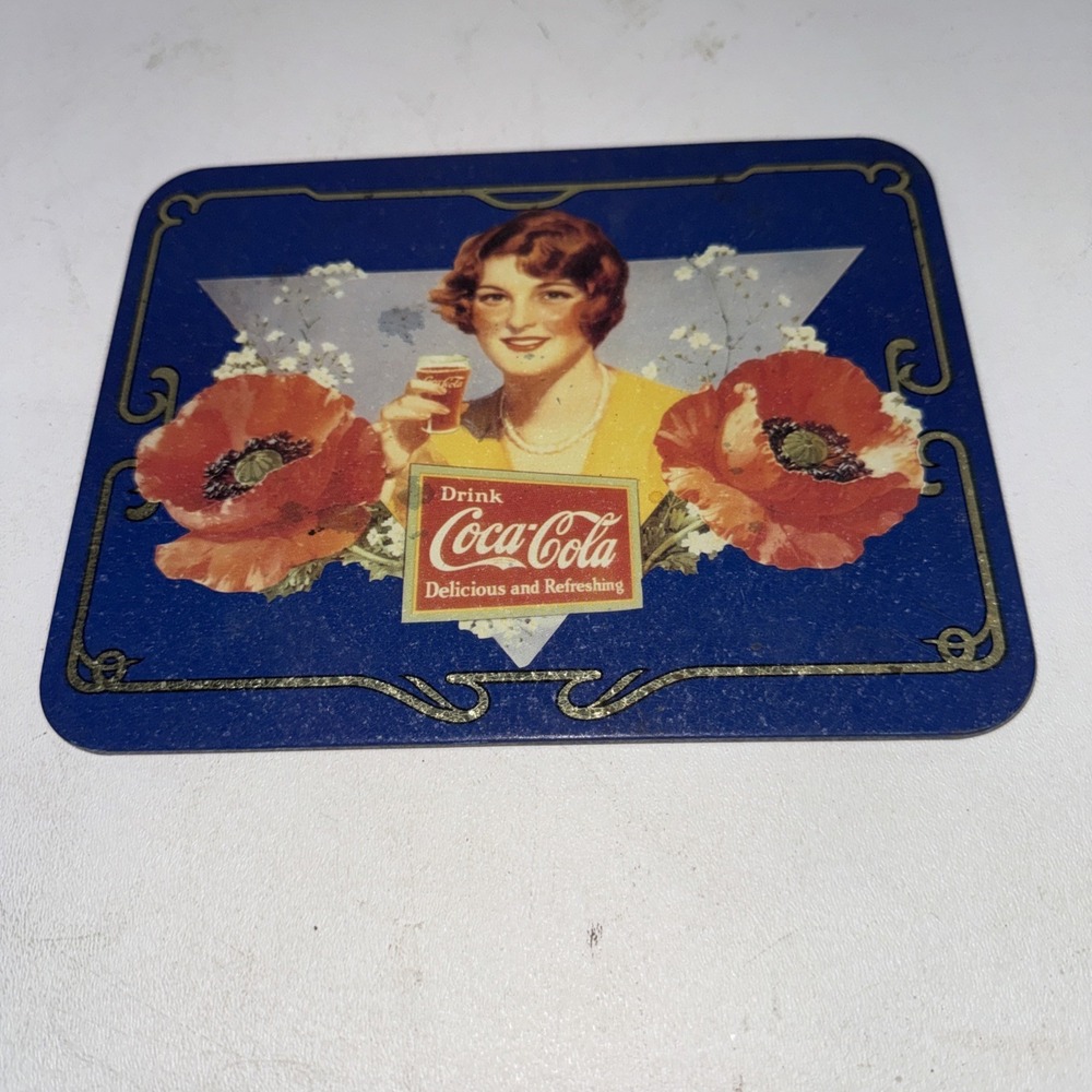Coca-Cola 1996 Metal Tin Sign 8.5" x .25"x 6.5" Woman And Roses